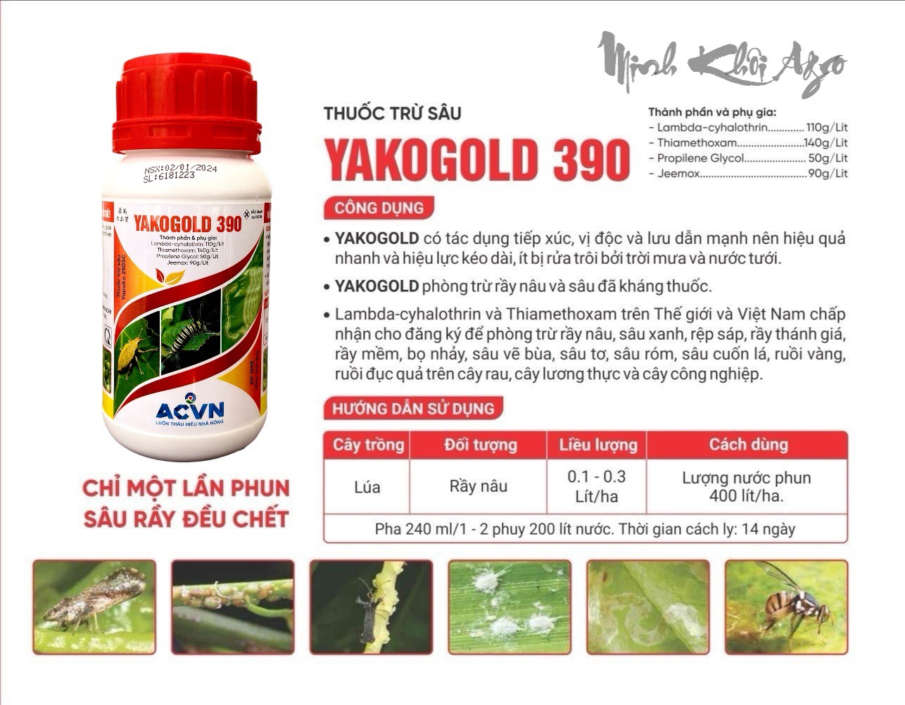 Thuốc trừ sâu YAKOGOLD 390 - Chai 240ml (Công thức Yapoko cải tiến).